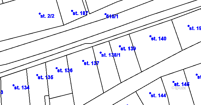 Parcela st. 138/1 v KÚ Vysoké Veselí, Katastrální mapa
