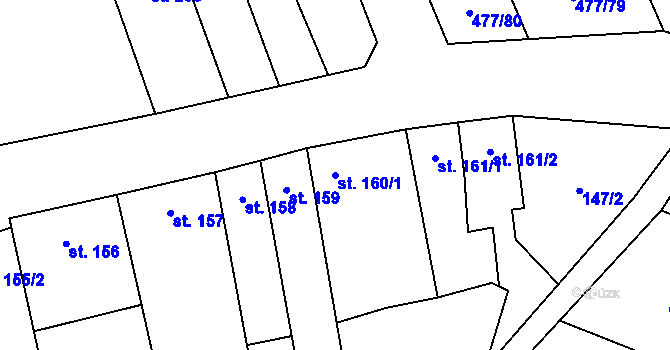 Parcela st. 160/1 v KÚ Vysoké Veselí, Katastrální mapa