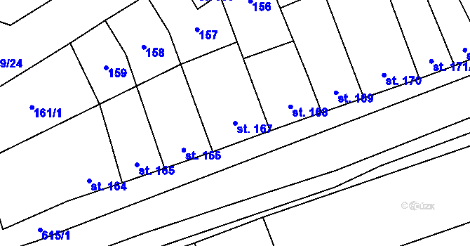 Parcela st. 167 v KÚ Vysoké Veselí, Katastrální mapa