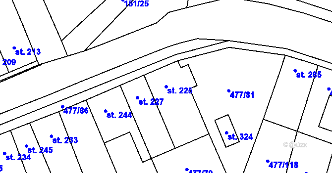 Parcela st. 225 v KÚ Vysoké Veselí, Katastrální mapa