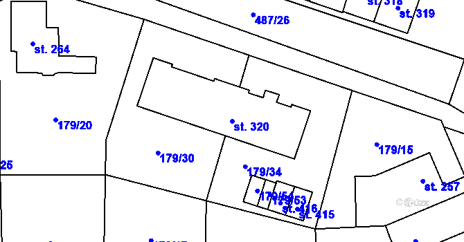 Parcela st. 320 v KÚ Vysoké Veselí, Katastrální mapa