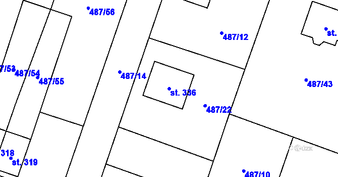 Parcela st. 336 v KÚ Vysoké Veselí, Katastrální mapa
