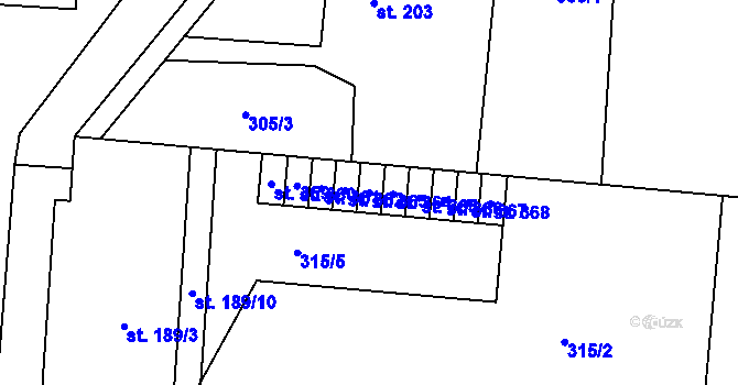 Parcela st. 363 v KÚ Vysoké Veselí, Katastrální mapa
