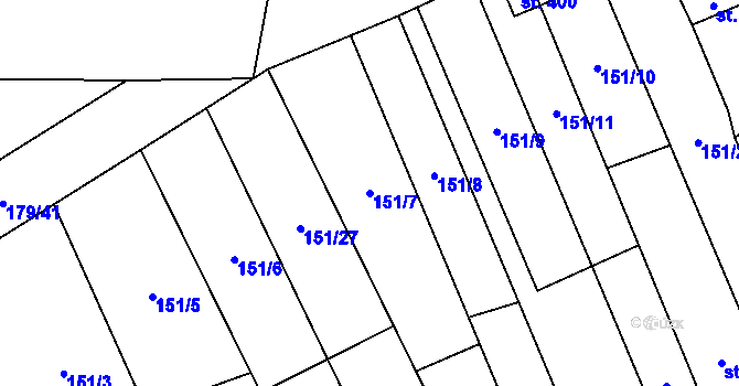 Parcela st. 151/7 v KÚ Vysoké Veselí, Katastrální mapa