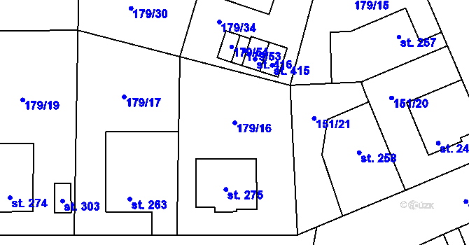 Parcela st. 179/16 v KÚ Vysoké Veselí, Katastrální mapa