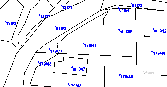 Parcela st. 179/44 v KÚ Vysoké Veselí, Katastrální mapa