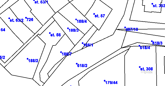 Parcela st. 188/1 v KÚ Vysoké Veselí, Katastrální mapa