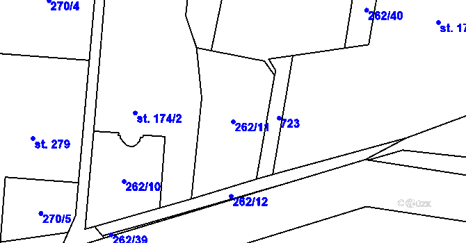 Parcela st. 262/11 v KÚ Vysoké Veselí, Katastrální mapa
