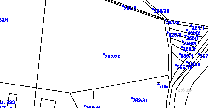 Parcela st. 262/20 v KÚ Vysoké Veselí, Katastrální mapa