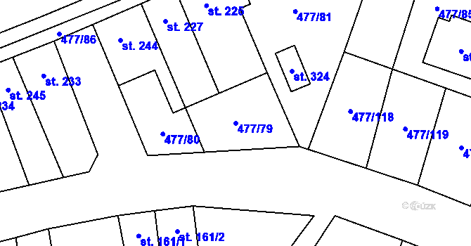 Parcela st. 477/79 v KÚ Vysoké Veselí, Katastrální mapa