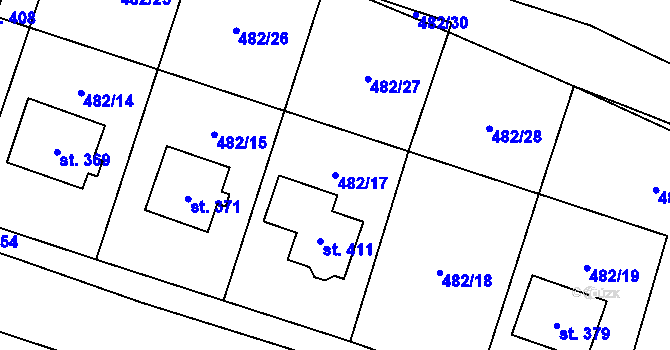 Parcela st. 482/17 v KÚ Vysoké Veselí, Katastrální mapa