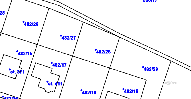 Parcela st. 482/28 v KÚ Vysoké Veselí, Katastrální mapa