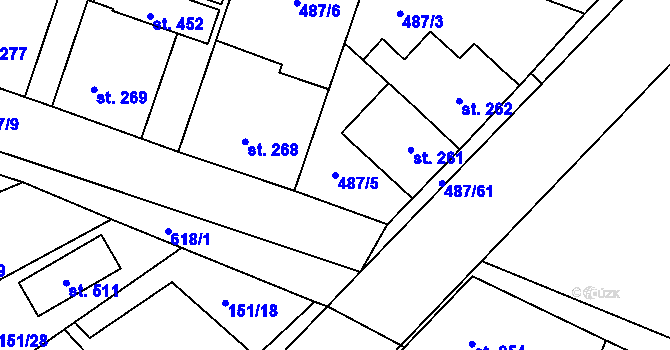 Parcela st. 487/5 v KÚ Vysoké Veselí, Katastrální mapa
