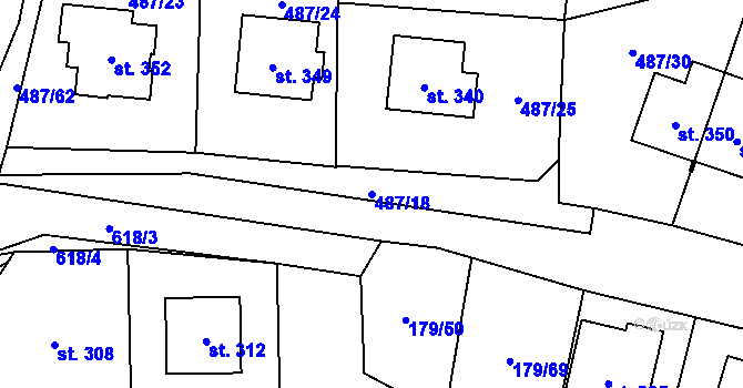 Parcela st. 487/18 v KÚ Vysoké Veselí, Katastrální mapa