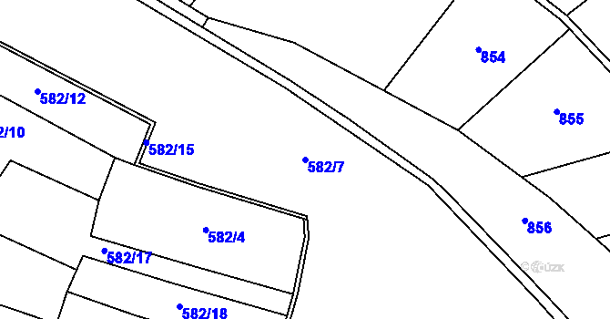Parcela st. 582/7 v KÚ Vysoké Veselí, Katastrální mapa