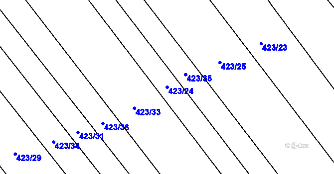 Parcela st. 423/24 v KÚ Vysoké Veselí, Katastrální mapa