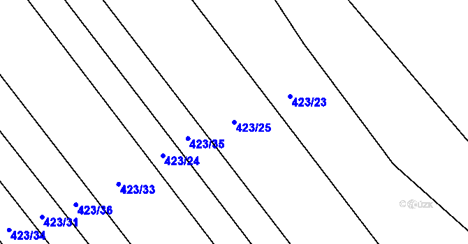 Parcela st. 423/25 v KÚ Vysoké Veselí, Katastrální mapa
