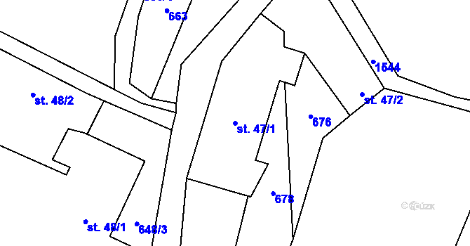 Parcela st. 47/1 v KÚ Vysoké Žibřidovice, Katastrální mapa
