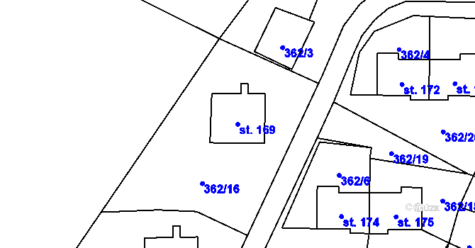 Parcela st. 169 v KÚ Vysoké Žibřidovice, Katastrální mapa