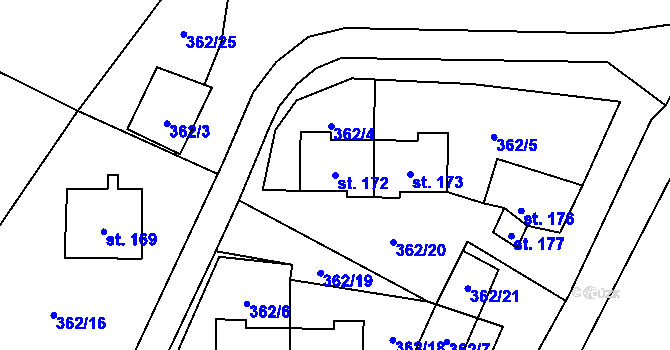 Parcela st. 172 v KÚ Vysoké Žibřidovice, Katastrální mapa