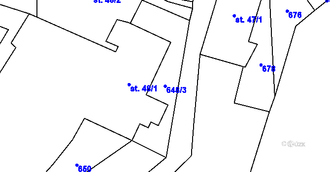 Parcela st. 648/3 v KÚ Vysoké Žibřidovice, Katastrální mapa