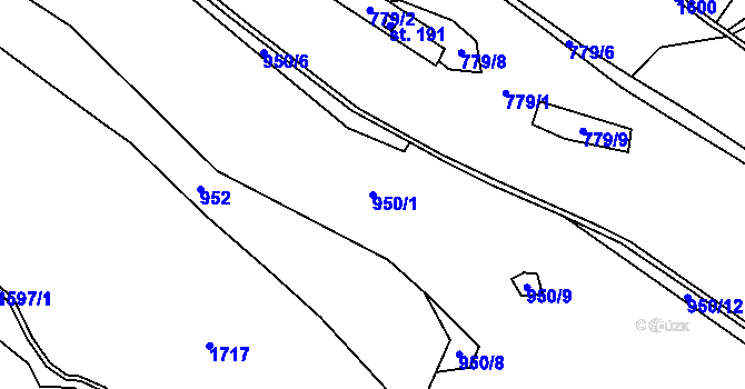 Parcela st. 950/1 v KÚ Vysoké Žibřidovice, Katastrální mapa