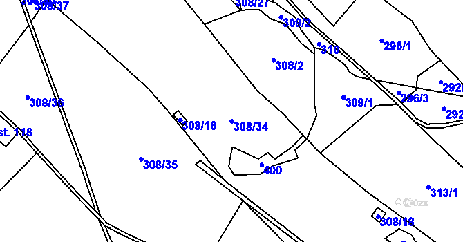 Parcela st. 308/34 v KÚ Vysoké Žibřidovice, Katastrální mapa