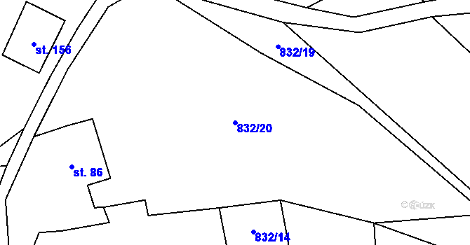 Parcela st. 832/20 v KÚ Vysoké Žibřidovice, Katastrální mapa