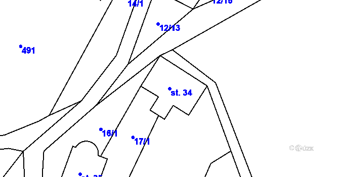 Parcela st. 34 v KÚ Žleb, Katastrální mapa