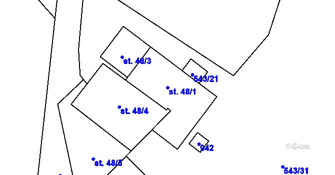 Parcela st. 48/1 v KÚ Žleb, Katastrální mapa