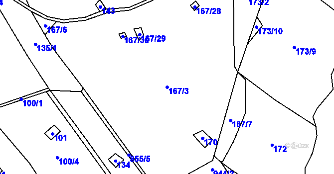 Parcela st. 167/3 v KÚ Žleb, Katastrální mapa