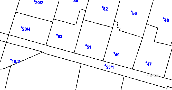 Parcela st. 51 v KÚ Starkoč u Vysokova, Katastrální mapa