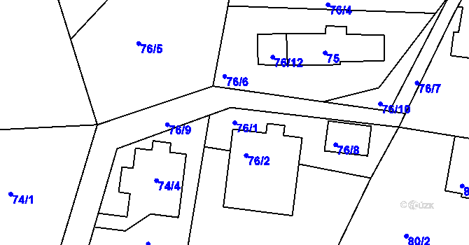 Parcela st. 76/1 v KÚ Starkoč u Vysokova, Katastrální mapa