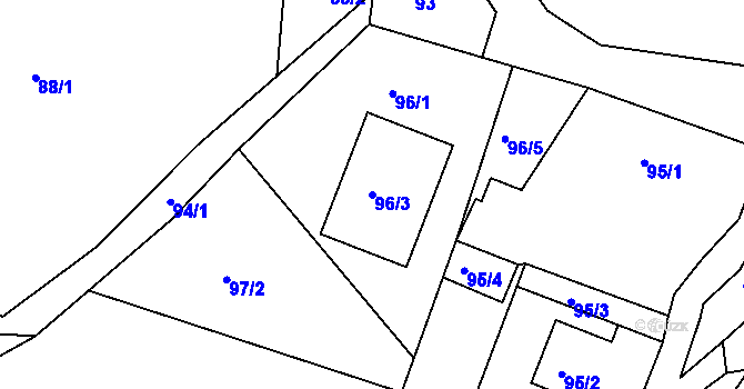 Parcela st. 96/3 v KÚ Starkoč u Vysokova, Katastrální mapa