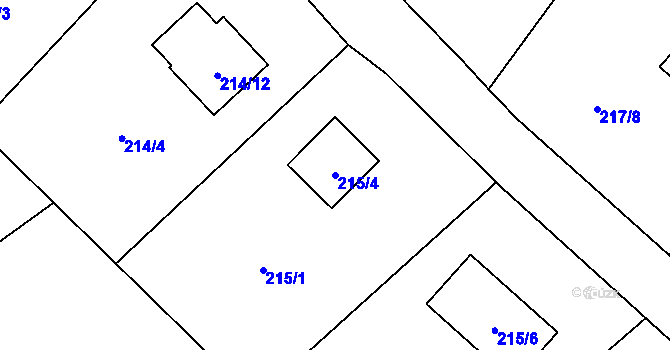 Parcela st. 215/4 v KÚ Starkoč u Vysokova, Katastrální mapa