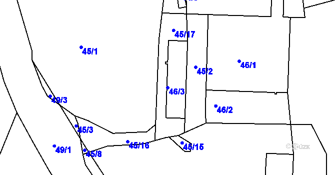 Parcela st. 46/3 v KÚ Vysokov, Katastrální mapa