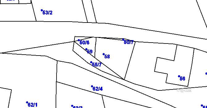 Parcela st. 58 v KÚ Vysokov, Katastrální mapa