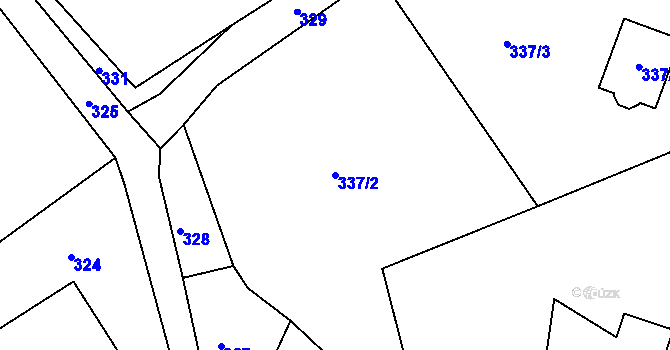 Parcela st. 337/2 v KÚ Vysokov, Katastrální mapa