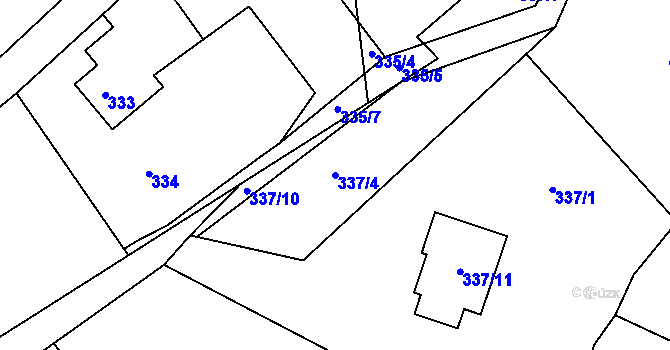 Parcela st. 337/4 v KÚ Vysokov, Katastrální mapa
