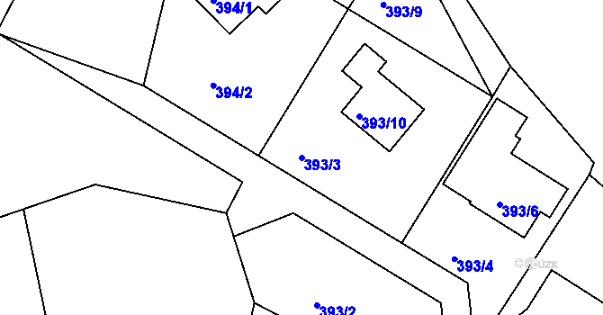 Parcela st. 393/3 v KÚ Vysokov, Katastrální mapa