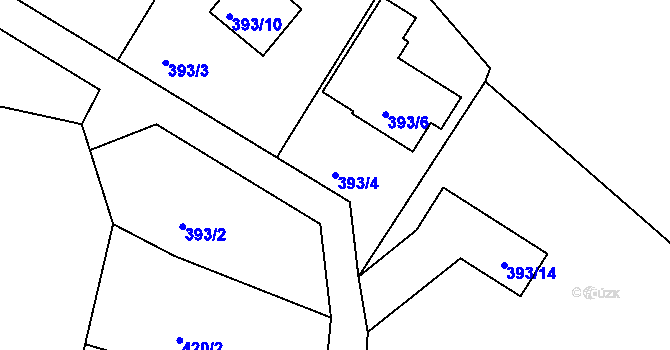 Parcela st. 393/4 v KÚ Vysokov, Katastrální mapa