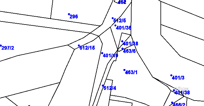 Parcela st. 401/19 v KÚ Vysokov, Katastrální mapa