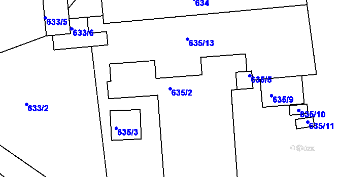 Parcela st. 635/2 v KÚ Vysokov, Katastrální mapa