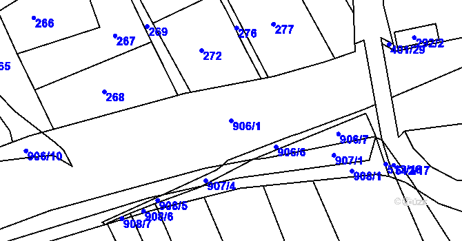 Parcela st. 906/1 v KÚ Vysokov, Katastrální mapa