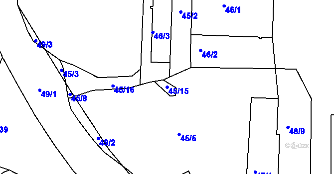 Parcela st. 45/15 v KÚ Vysokov, Katastrální mapa