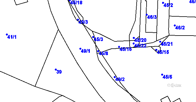 Parcela st. 45/8 v KÚ Vysokov, Katastrální mapa