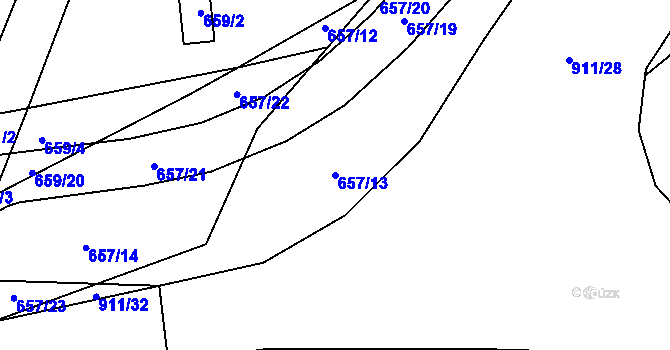 Parcela st. 657/13 v KÚ Vysokov, Katastrální mapa