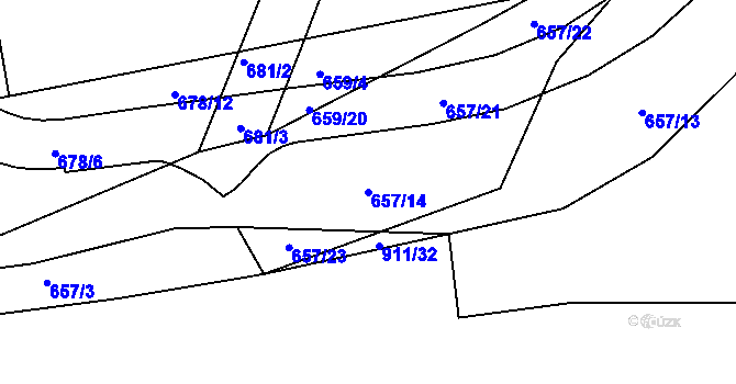 Parcela st. 657/14 v KÚ Vysokov, Katastrální mapa