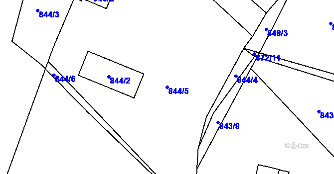Parcela st. 844/5 v KÚ Vysokov, Katastrální mapa