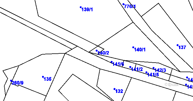 Parcela st. 140/2 v KÚ Vysokov, Katastrální mapa